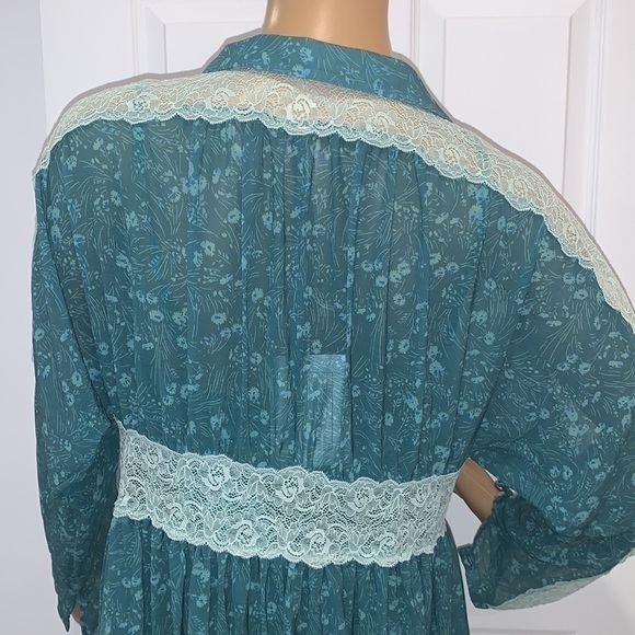 FREE People green combo Sheer Romance Mini Dress size Small - Picture 11 of 16